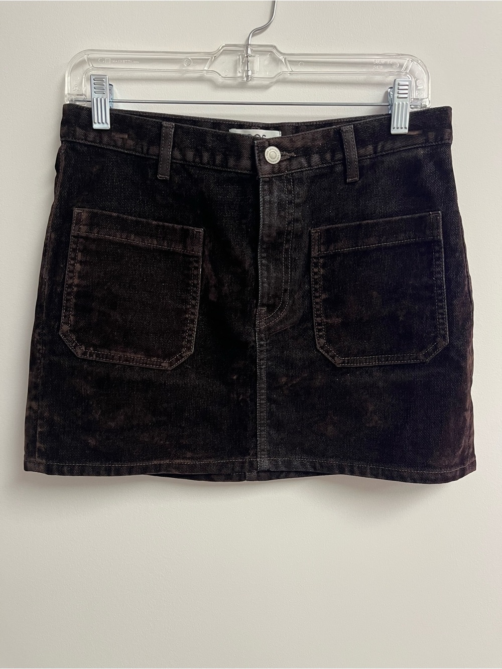 COS Dark Brown Corduroy Mini Skirt with Front Patch Pockets